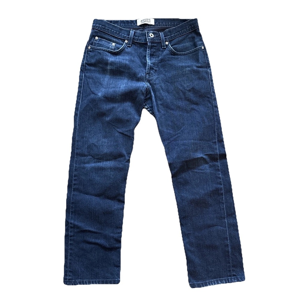 Naked & Famous Denim Weird Guy Jeans Men 29x26 Dark Wash Blue Button Fly
